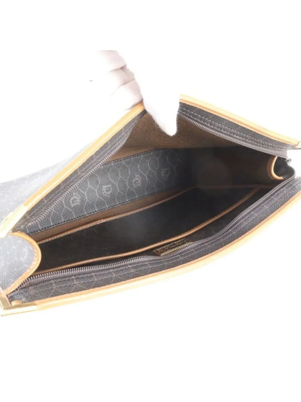 Dior Honeycomb Pattern Leather Clutch Pouch Business
